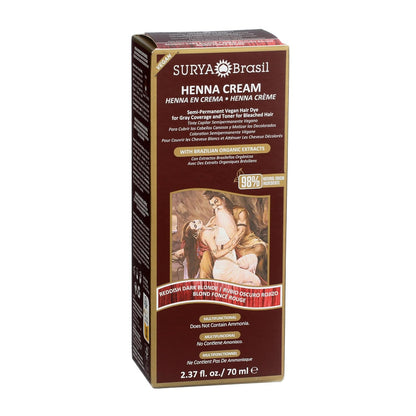 Surya Brasil - Reddish Dark Blonde Semi Permanent Henna Cream for Gray Hair Coverage and Deep Conditioning, 2.37 oz / 70 ml
