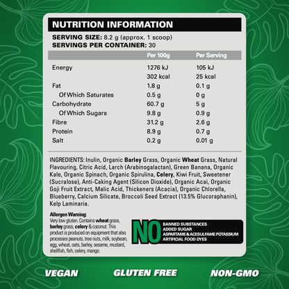 EHP Labs OxyGreens Super Greens Powder with Spirulina & Chlorella, Prebiotic Fiber, Probiotics & Digestive Enzymes – Antioxidant Green Superfood Supplement - 15 Serves (Pineapple)