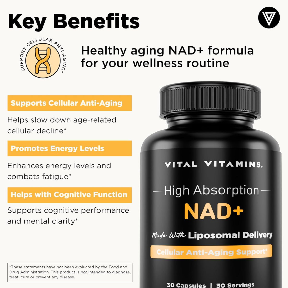 Vital Vitamins Vegan Collagen Booster + NAD+ Supplement
