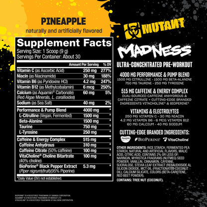MUTANT Madness, Ultra-Concentrated Pre-Workout, Fruit Punch, 9.52 oz