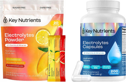 KEY NUTRIENTS Electrolytes Bundle, 200 Capsules + Variety 20 Ct