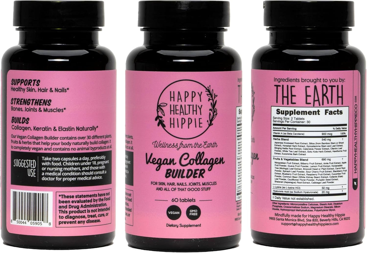 Vegan Collagen Booster for Hair, Skin & Nails, Plant-Based, Non-GMO, 60 Ct
