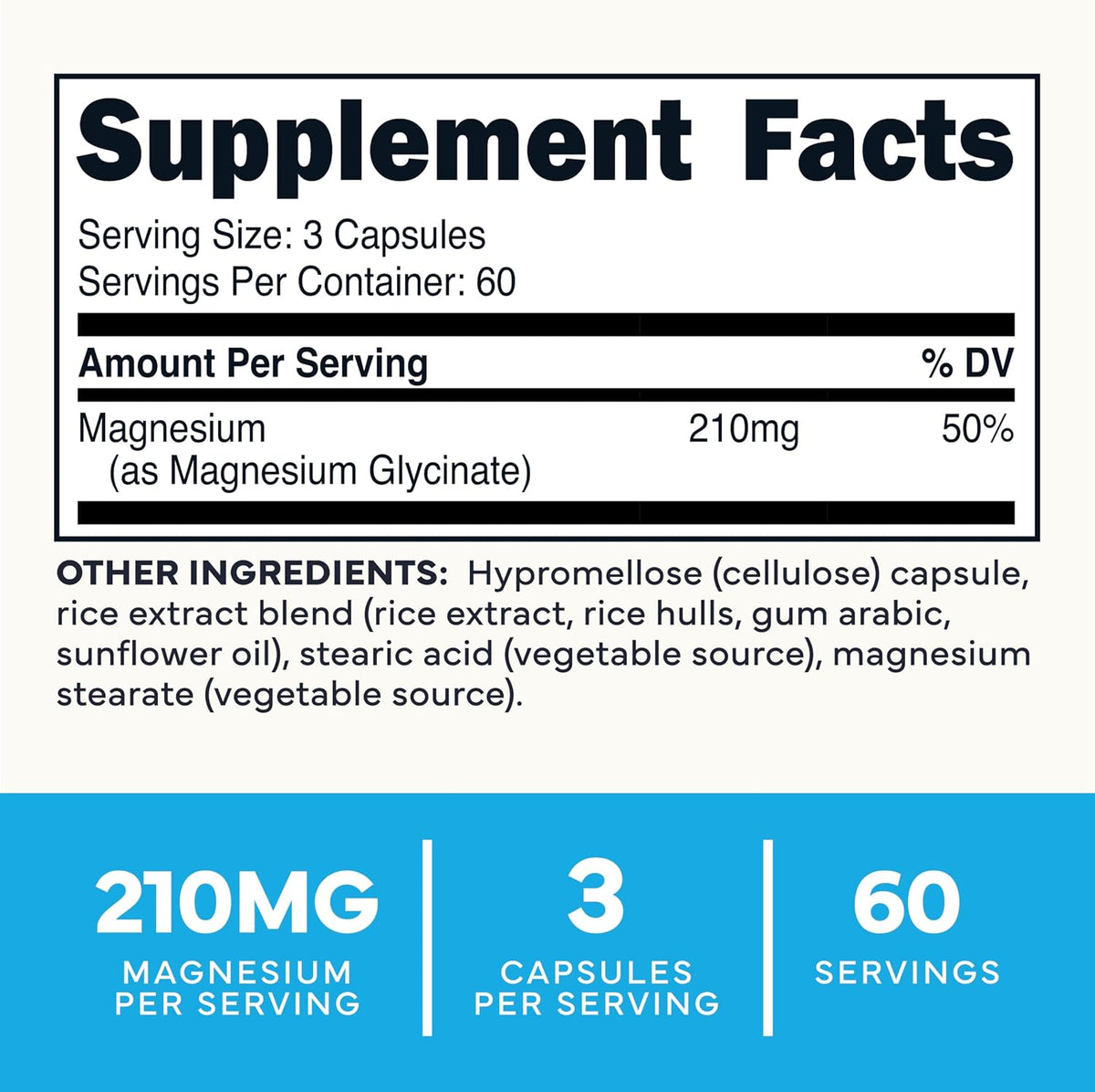 Type Zero Magnesium Glycinate (210mg) 180 Capsules, Gluten-Free, GMO-Free | Natural High Absorption Magnesium Supplement