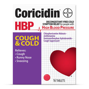 Coricidin HBP Decongestant-Free Cough and Cold Medicine - Specially Designed Relief for High Blood Pressure, Cough, Runny Nose, Sneezing and Cold Symptoms (16 Count) Coricidin HBP buy supplements Au