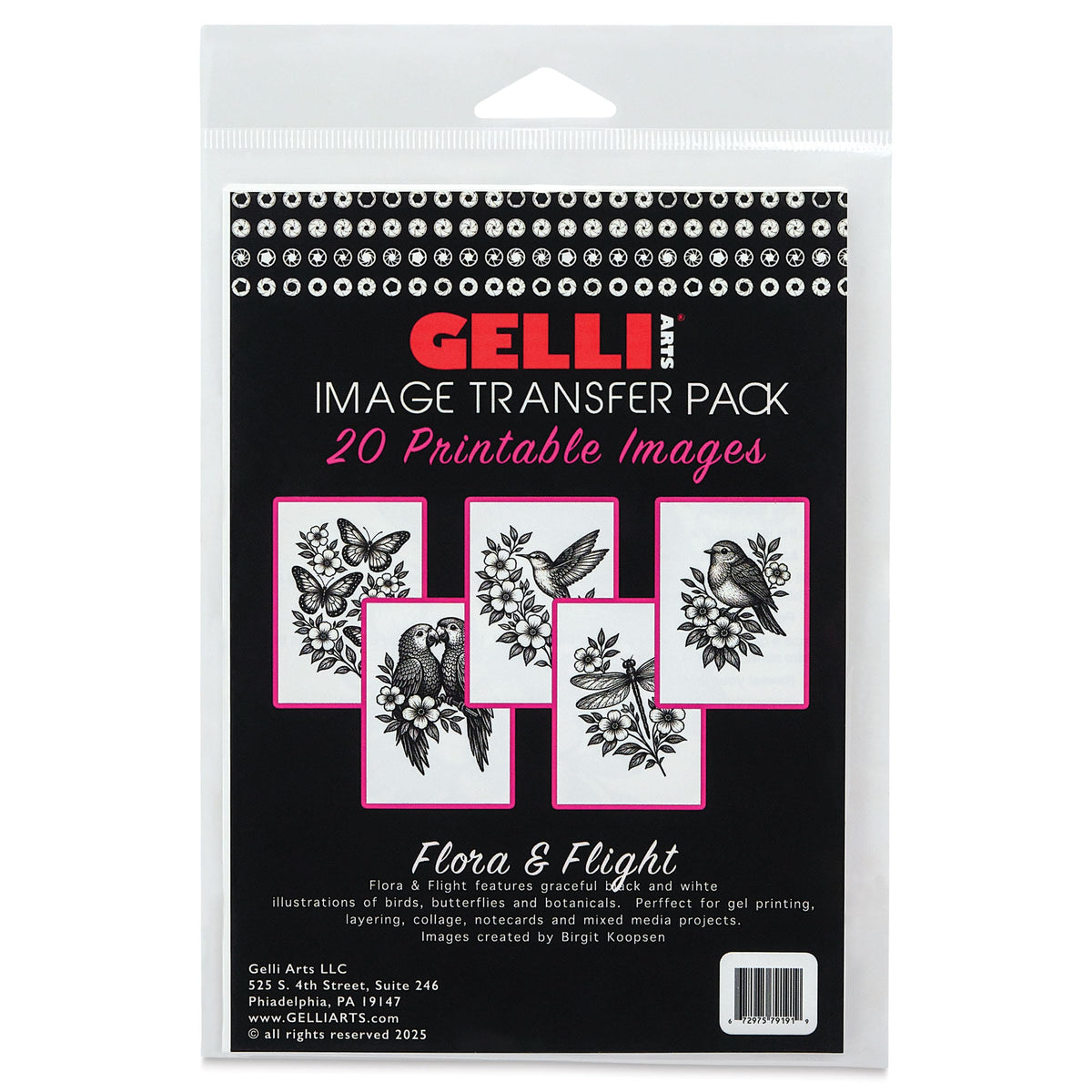 Gelli Arts Image Transfer Printables Wildflowers - 20 Floral Images Included, Use Gel Plates, Great for Teachers and Students of All Ages