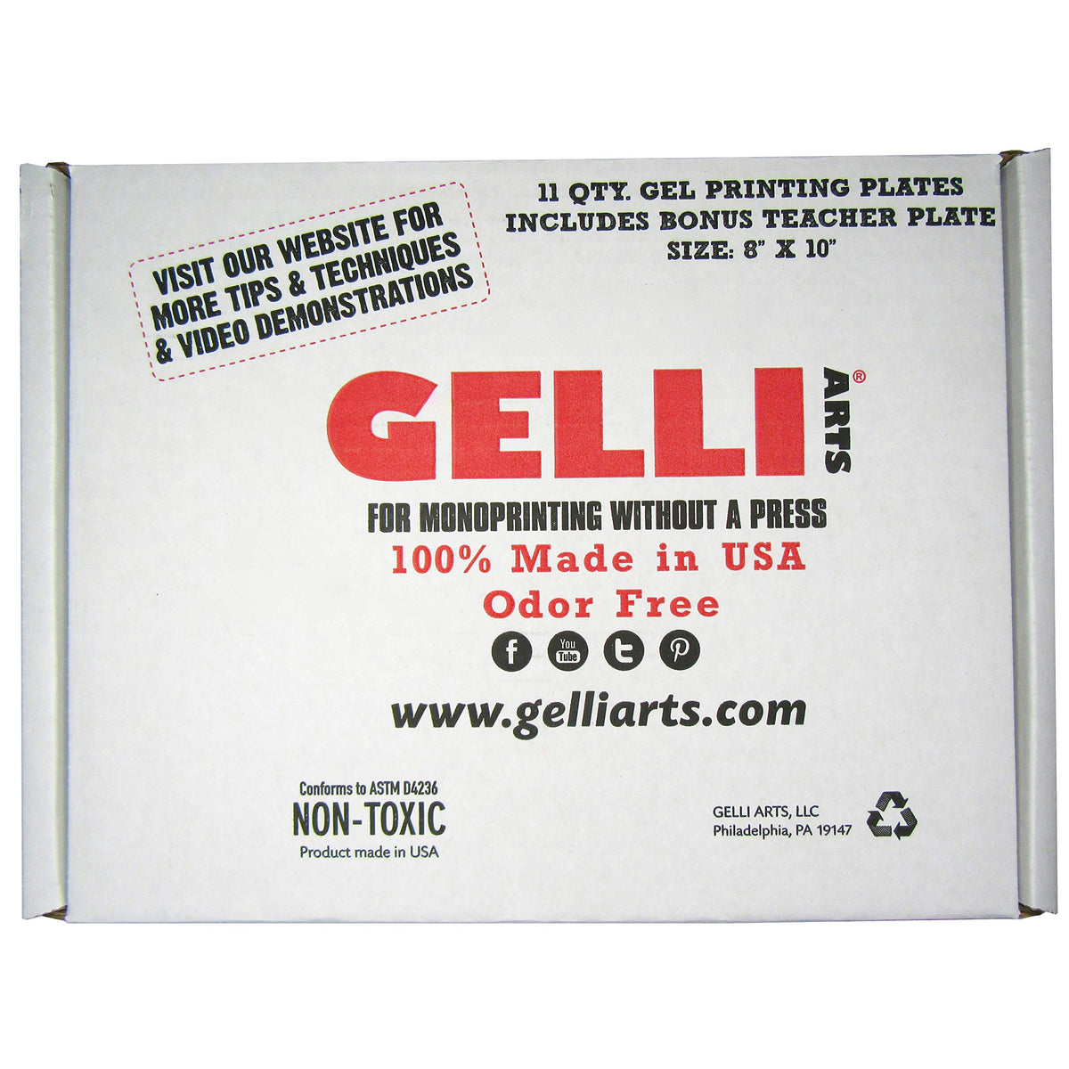 Gelli Arts 5" X 5" 10 Plates Gel Printing Plates - Gel Plate Class Pack, Reusable Printing Items, Printmaking Supplies for School, Clear Monoprinting, Items for Art Classes