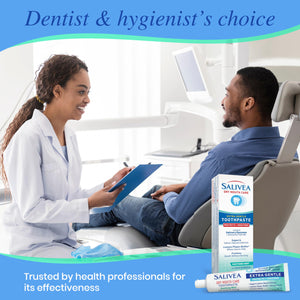 Suplement ​SALIVEA Dry Mouth Toothpaste (2 Pack) — 4.3 oz Each, Anticavity Fluoride, Natural Salivary Enzymes, Xylitol & Calcium, SLS-Free, VelvetGlow USA