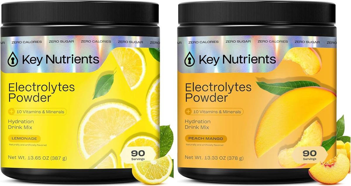 KEY NUTRIENTS Electrolytes Powder Lemonade 90 Servings + Peach Mango 90 Servings