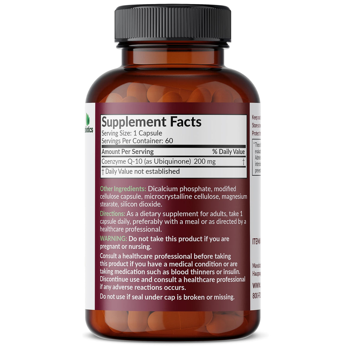 Futurebiotics CoQ10 200 MG Cellular Energy Production, 60 Vegetarian Capsules