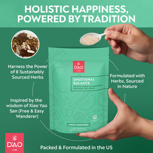 D'AO Labs Emotional Balance - Emotional Balance Powder - Calm & Stress Relief - Effervescent Powder with Apple-Cucumber Flavor - Xiao Yao San Traditional Chinese Herbal - 30 Individual Servings DAO LabsBuy Supplements Australia