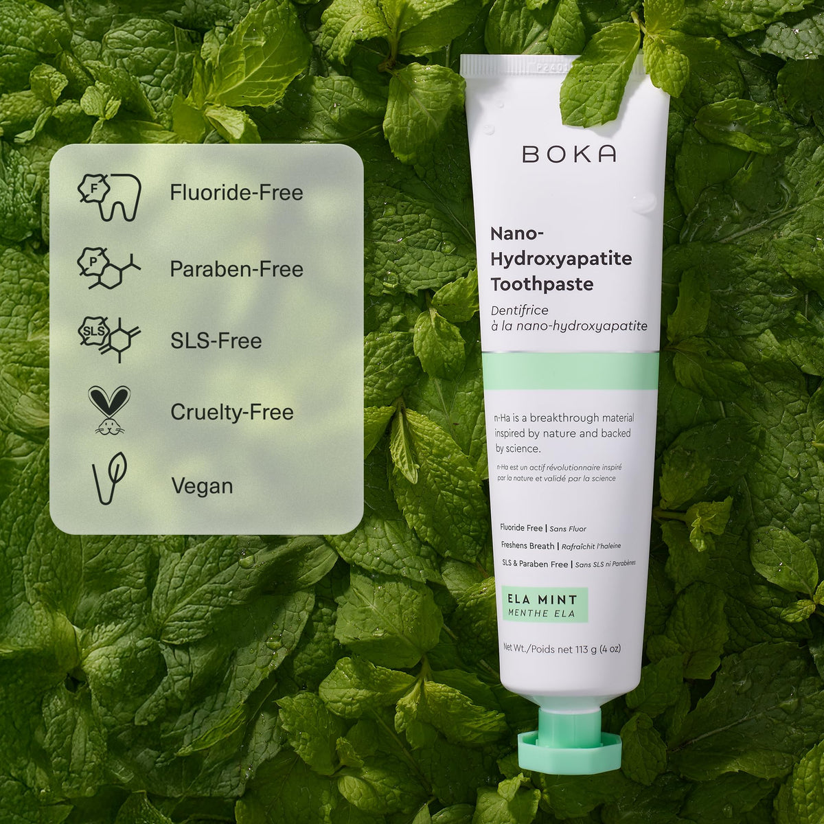 Suplement ​Boka Fluoride Free Toothpaste, Nano Hydroxyapatite Toothpaste, Appropriate for Sensitive Teeth - for Adult Oral Care - VelvetGlow USA