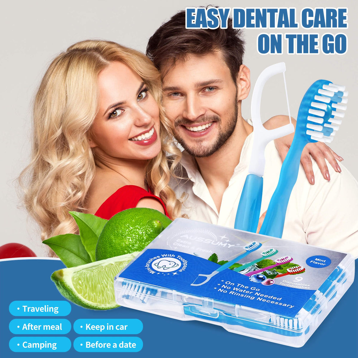 Suplement ​36 Pack Mini Disposable Toothbrushes – 5-in-1 Prepasted Travel Toothbrush with Toothpaste Floss & Pick for Hotel Camping Flight Car Guest Use - VelvetGlow USA