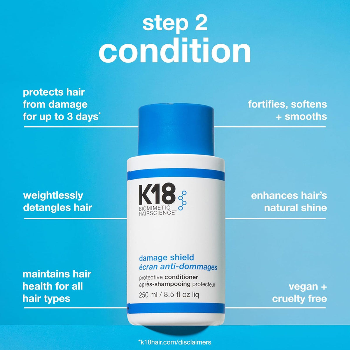 K18 Damage Shield Wash Care Set | Full-Size Color-Safe Protective Shampoo + Conditioner Reduces Frizz And Tangles, Maintains Hair Health, Protects From Damage
