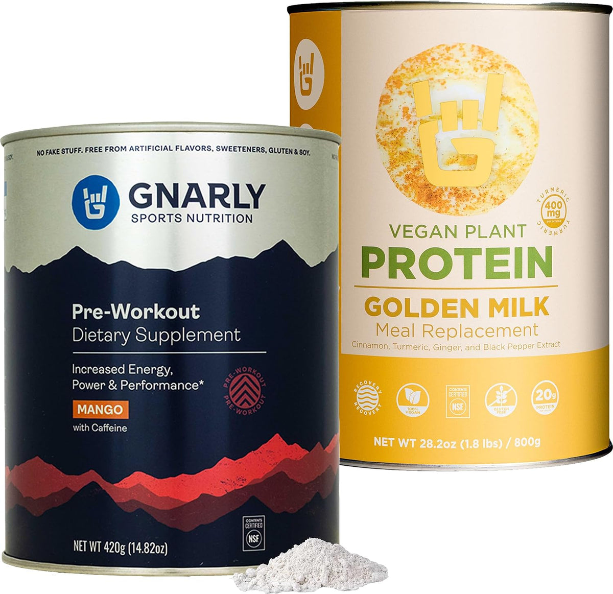 Gnarly Nutrition Golden Milk Vegan Protein Powder Preworkout Mango (14.82oz)