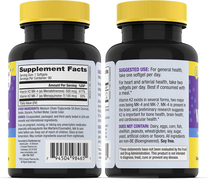 InnovixLabs Vitamin K2 & Magnesium Bundle Full Spectrum Vitamin K2 (90 softgels) Advanced Magnesium (150 Time-Release Capsules). Supports Healthy Bones & Arteries. *