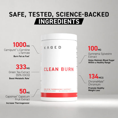 Kaged Thermogenic Powder Clean Burn Orange Mango Men & Women Weight Management Supplement Organic Caffeine Apple Cider Vinegar 30 Servings
