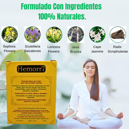Hemorr7: 7Days 15 Capsules Herbal Hemorrhoid Detox Formula,Fórmula Herbal para desintoxicar las hemorroides Durante 7 días GenericBuy Supplements Australia