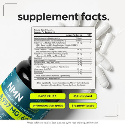Thinbi NMN & NAD Supplement with Urolithin A, 60 Count