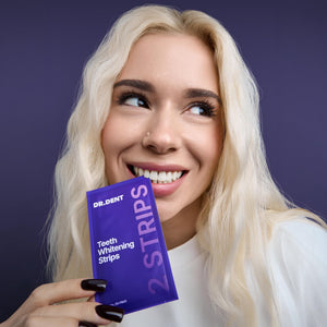 Suplement ​DRDENT Purple Teeth Whitening Strips 21 Treatments - Safe for Enamel - Non Sensitive Teeth Whitening - VelvetGlow USA