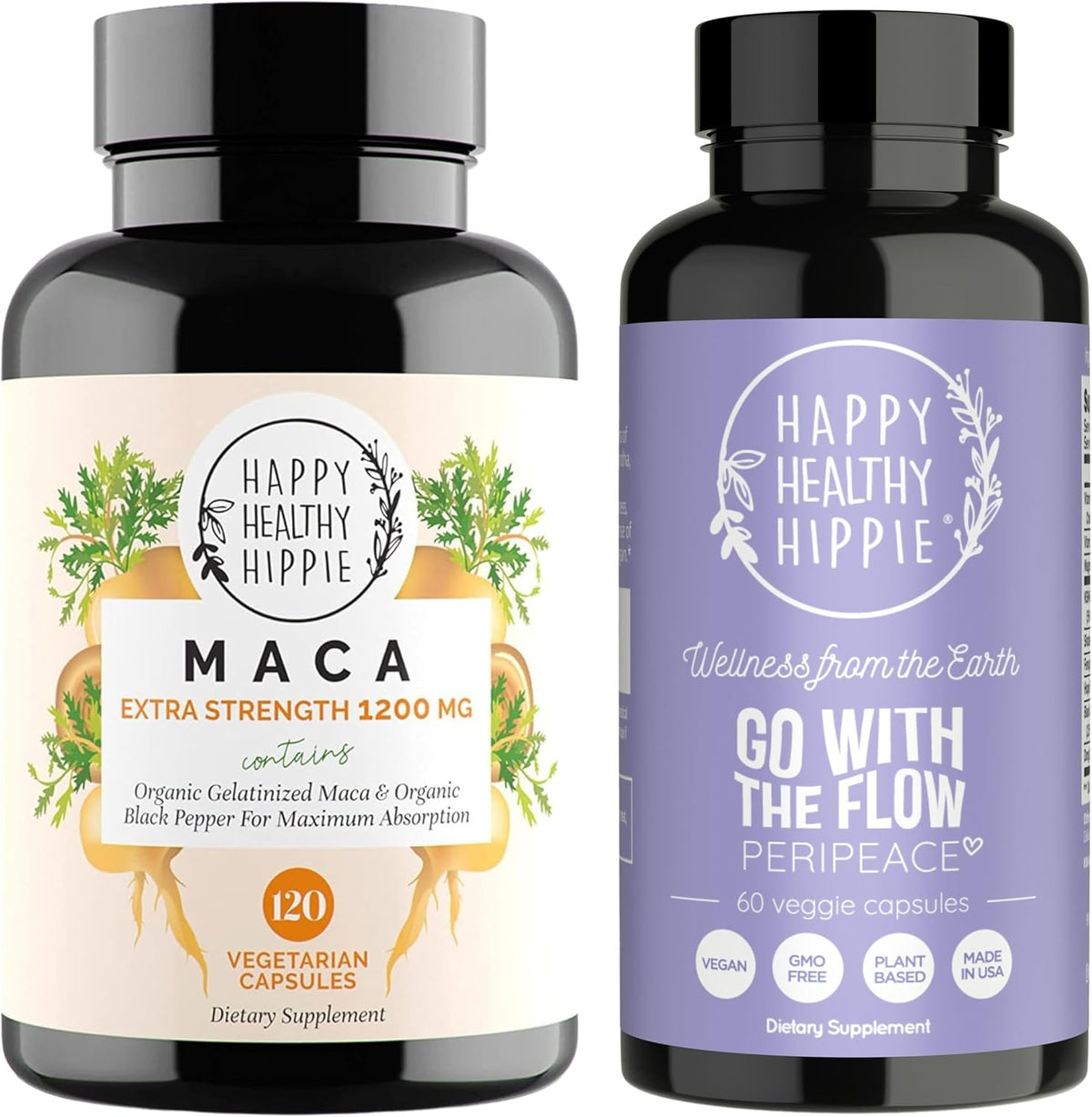 Happy Healthy Hippie PeriPeace Supplements for Women & Organic Maca Root Capsules