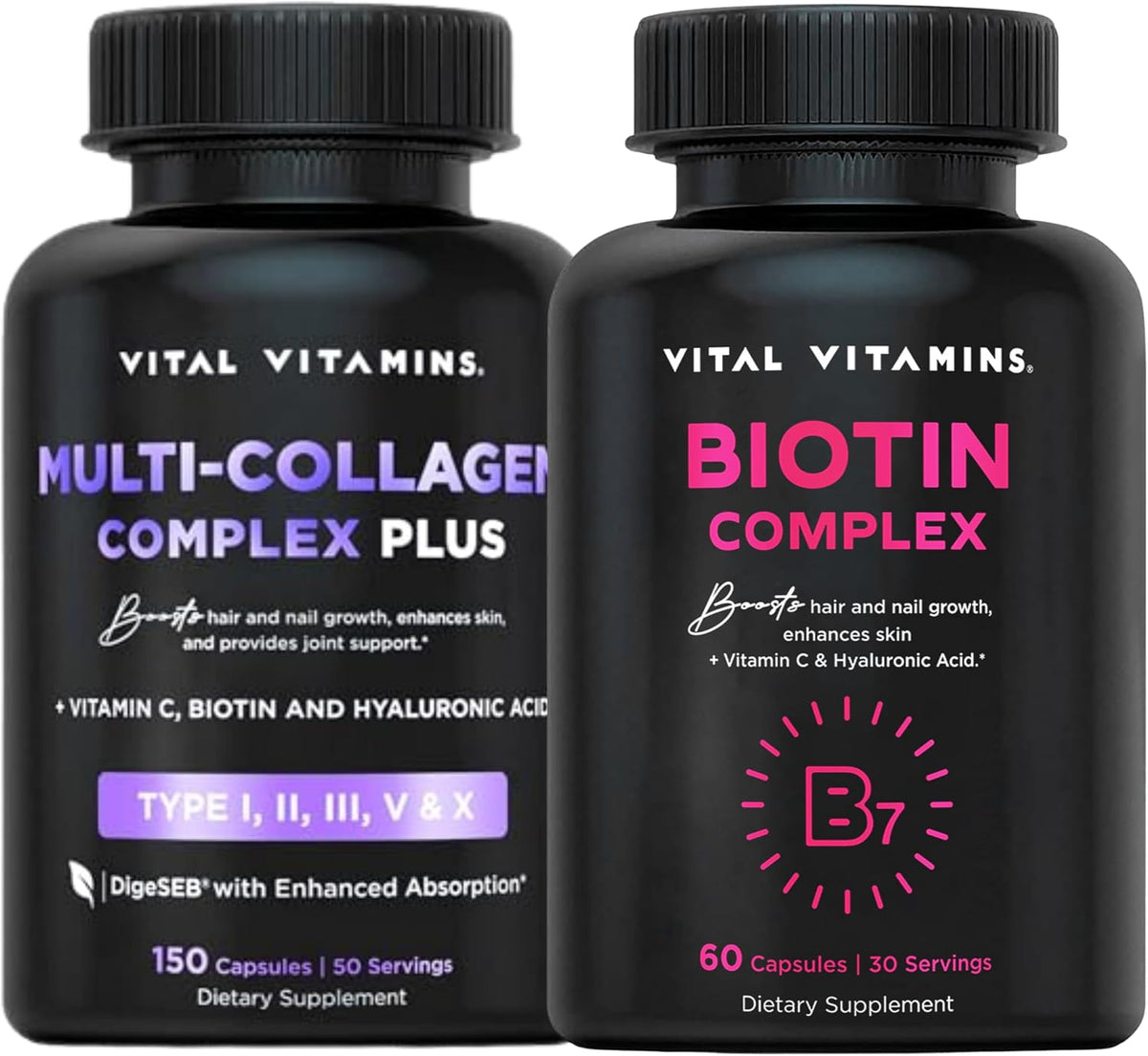 Vital Vitamins Multi Collagen Plus Pills + Biotin Complex Pills