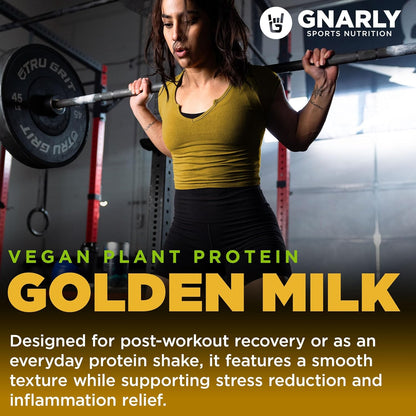 Golden Milk Vegan Protein Powder and Gnarly Preworkout Strawberry Lemonade Caffeine Free (14.82oz)