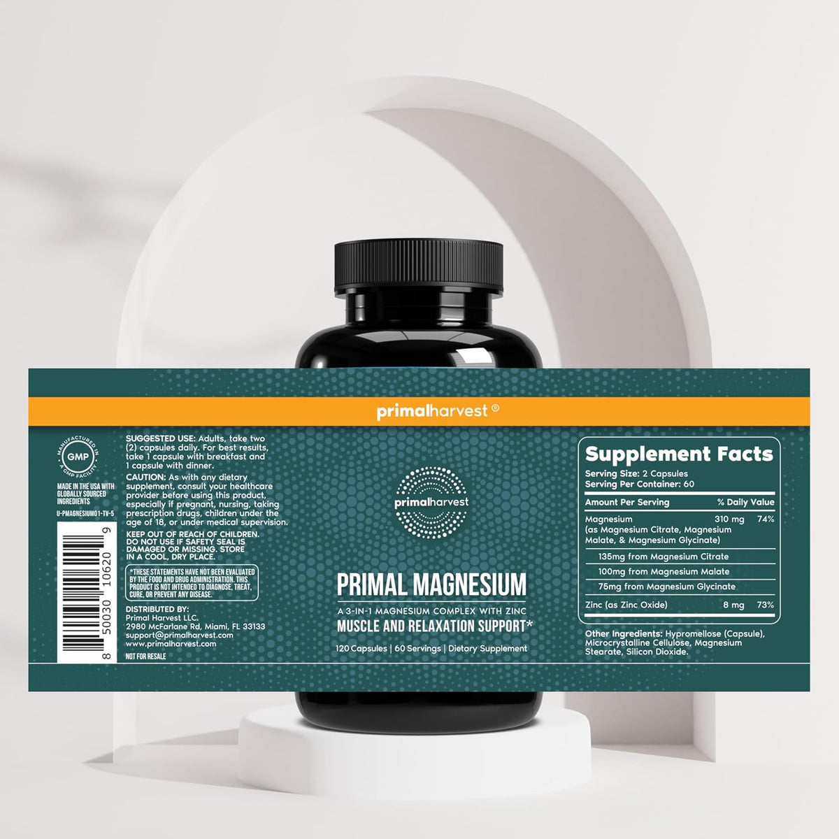 Primal Harvest Multivitamin & Magnesium Supplements for Women and Men Multi Vitamin Capsules and Magnesium Glycinate Pills Bundle