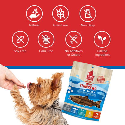 Plato Meat Sticks Salmon Dog Treats, Air-Dried High-Protein Soft Chews with Omega Fish Oil (EPA & DHA), 10 oz