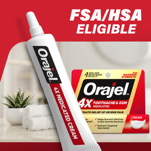 Suplement ​Orajel 4X for Toothache & Gum Pain: Severe Cream Tube 0.33oz- From Oral Pain Relief Brand - VelvetGlow USA