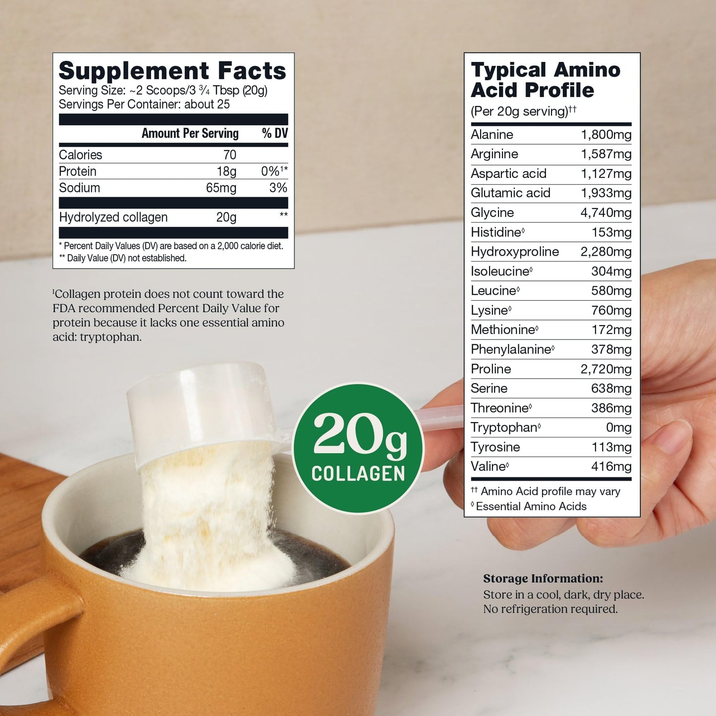 Bulletproof Unflavored Collagen Peptides Powder, 20g Grass-Fed Collagen Protein and Amino Acids for Skin