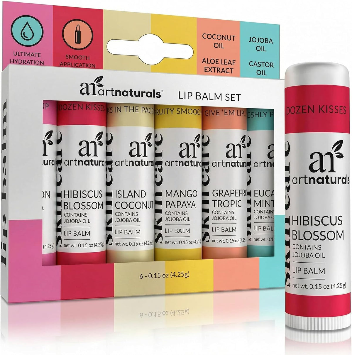 ArtNaturals Beeswax Lip Balm Set, 6 Pack
