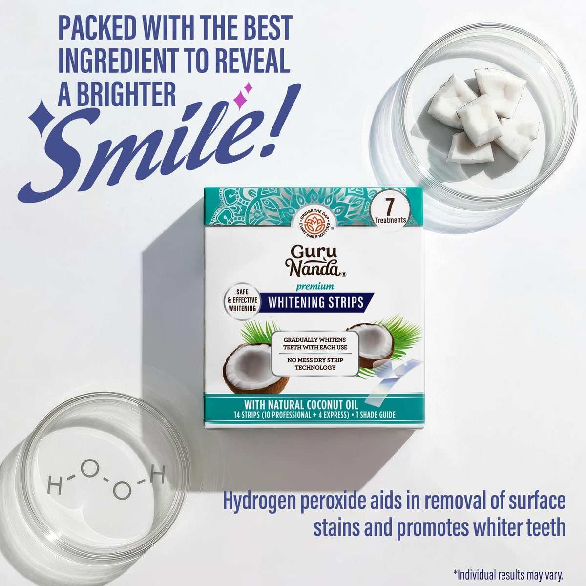Suplement ​GuruNanda Teeth Whitening Strips Kit - 7-Day Treatment with Non-Slip, Dry Strip Technology - VelvetGlow USA