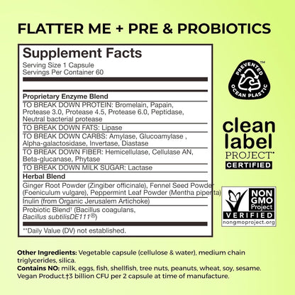HUM Flatter Me Fiber Supplement & Flatter Me Plus Prebiotics & Probiotics