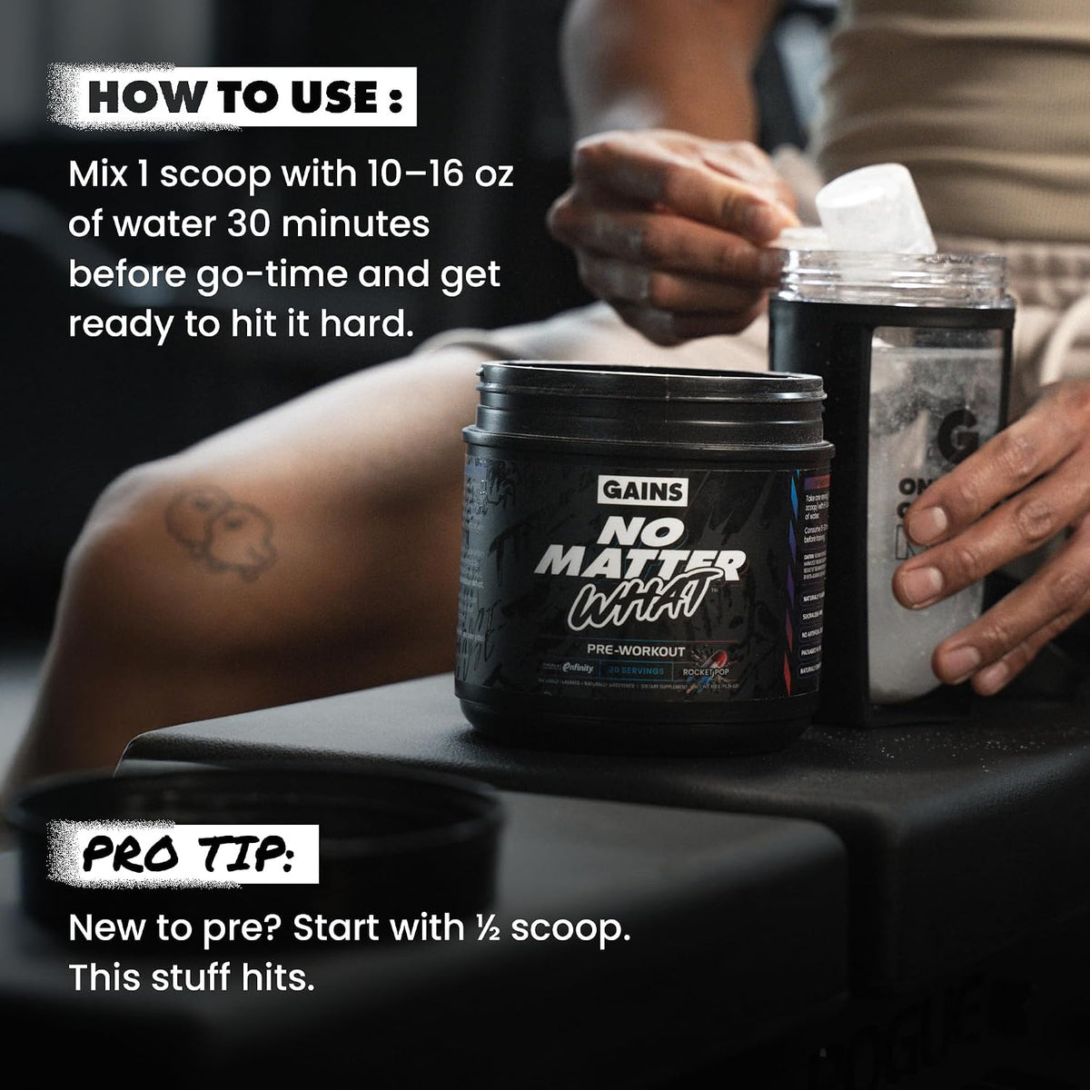 Gains in Bulk Instantized Creatine Sweet Lemonade & No Matter What Pre Workout Powder Bundle, Soluble Creatine Powder, Paraxanthine, Amino Acids & L Theanine, 130 Servings