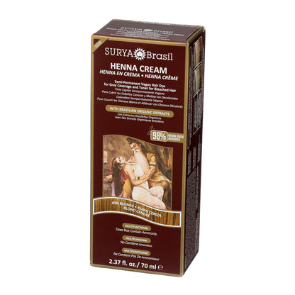 Surya Brasil - Henna Cream, Semi-Permanent Golden Brown Hair Color Treatment for Gray Coverage, Deep Conditioning Hair Dye, 2.37 oz / 70 ml