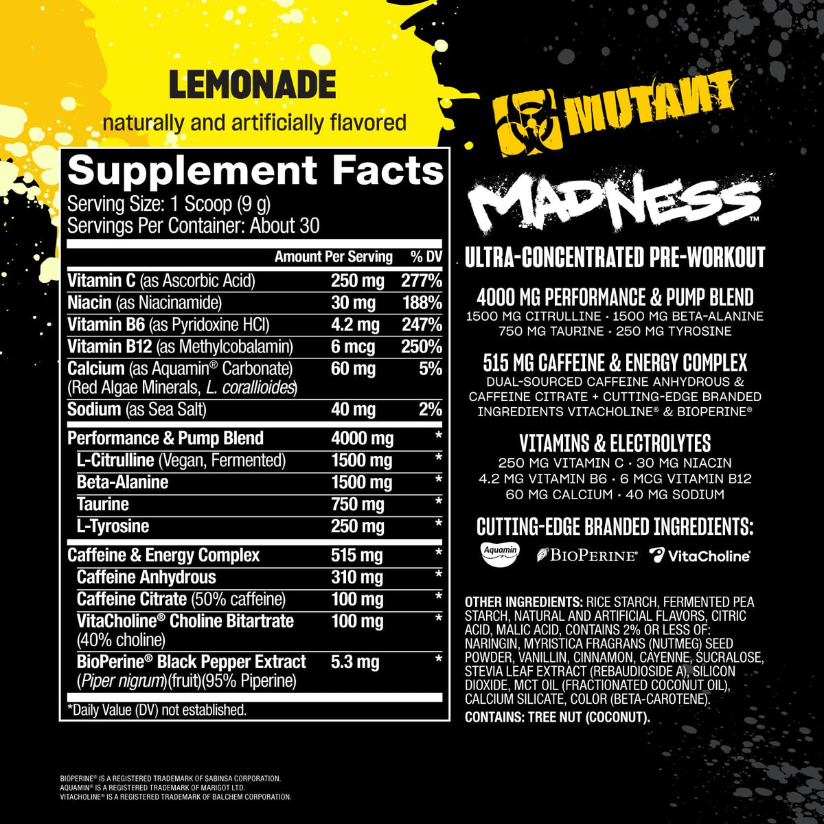 MUTANT Madness, Ultra-Concentrated Pre-Workout, Fruit Punch, 9.52 oz