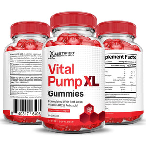 Justified Laboratories (3 Pack) Vital Pump XL Performance Gummies 1000MG Advanced Formula Vital PumpXL Formulated with Beet Juice ACV Pomegranate Beet Powder B12 Vegan Non GMO 180 Gummys Justified LaboratoriesBuy Supplements Australia
