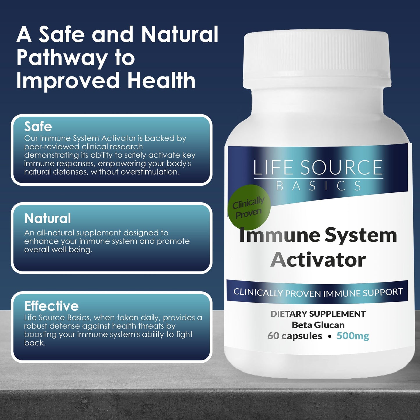 Life Source Basics Immune System Support Activator - High Purity Beta 1,3/1,6 Glucan - Immunity and Vitamin Supplement Non-GMO & Vegan Friendly for Men & Women, Gluten-Free 500 mg - 60 Capsules L LIFE SOURCE BASICSBuy Supplements Australia