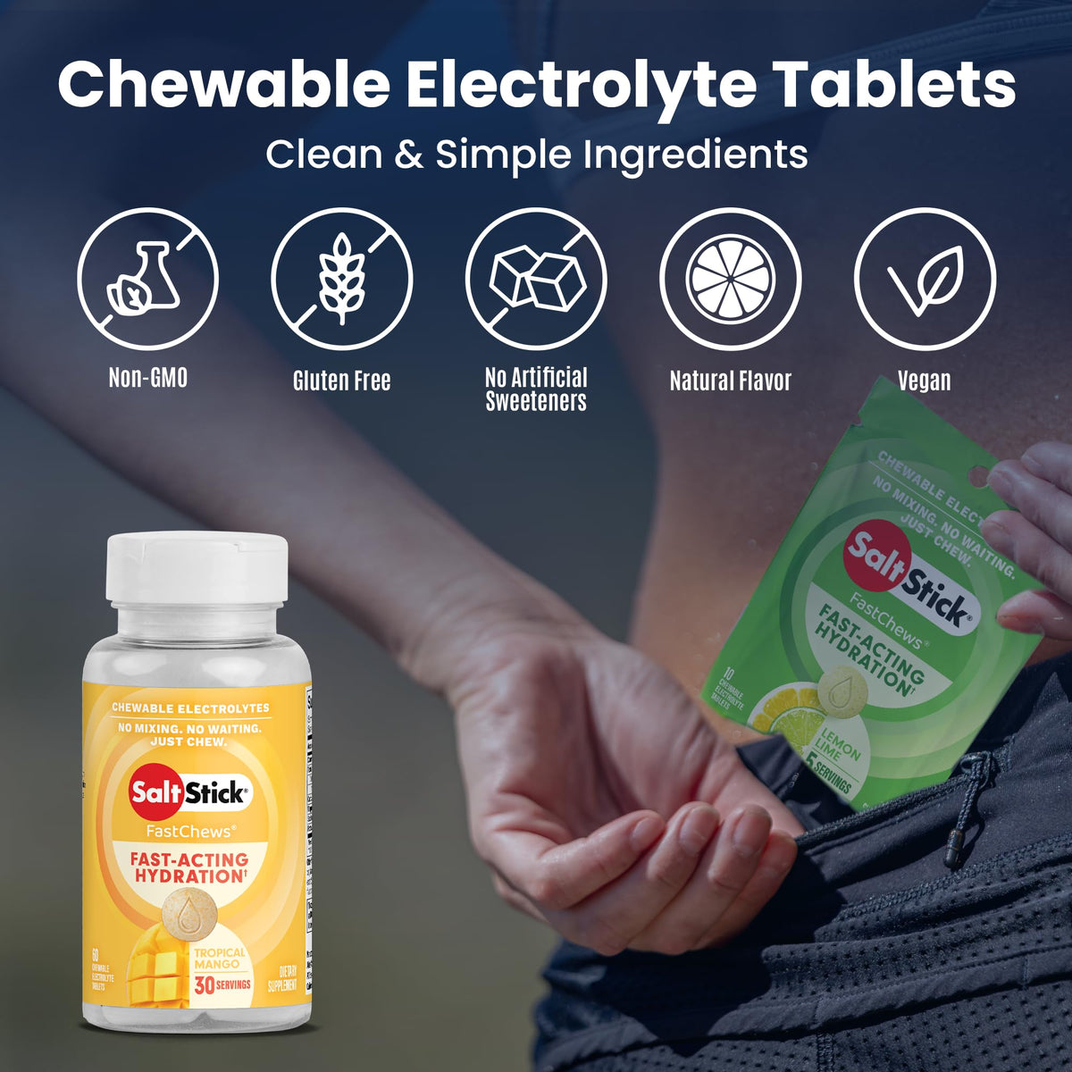 SaltStick High Sodium Electrolyte FastChews - Mixed Berry, 60 Tablets