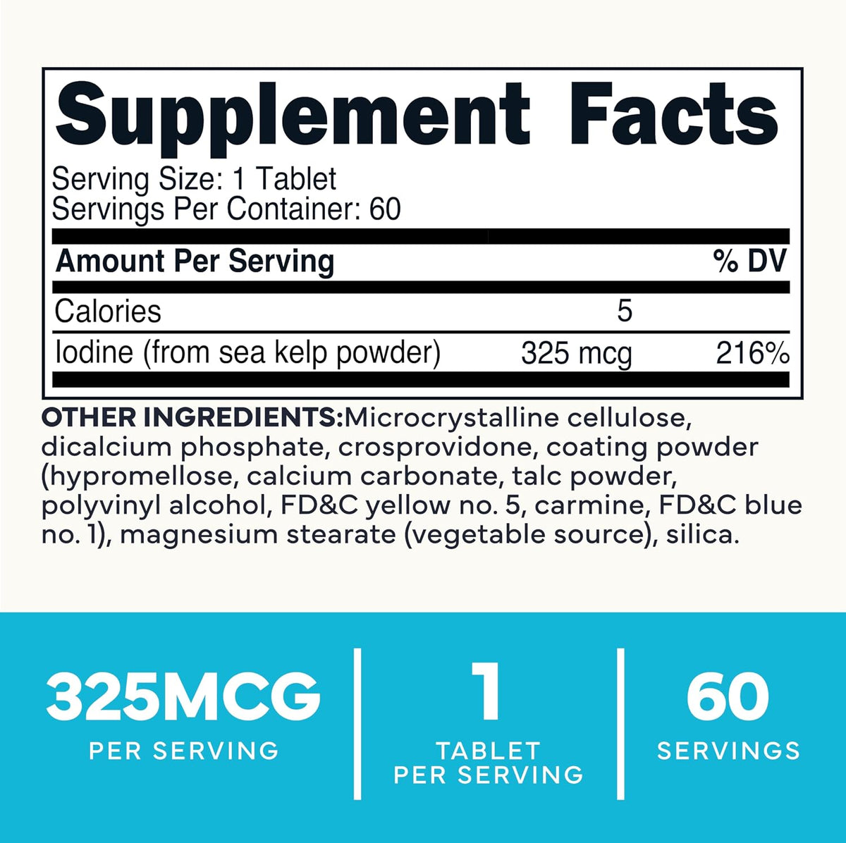 Type Zero Clean Iodine (325mcg) 60 Tablets, from Sea Kelp, Gluten-Free | GMO-Free