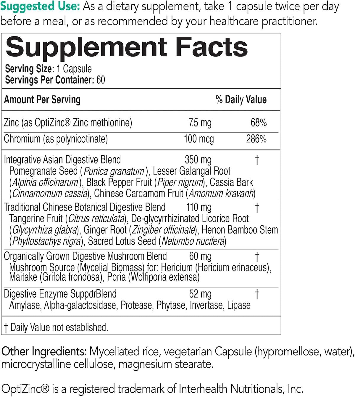 EcoNugenics EcoDigest Digestive Health Supplement - 60 Capsules- Digestive Support - Herbs, Medicinal Mushrooms & Enzymes