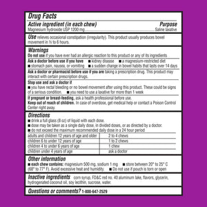 MiraFAST Soft Chews, from the Makers of MiraLAX, Gentle Constipation Relief, Fast Acting, Stimulant Free Saline Laxative, Magnesium Hydroxide, Blueberry & Raspberry Flavor, 60ct