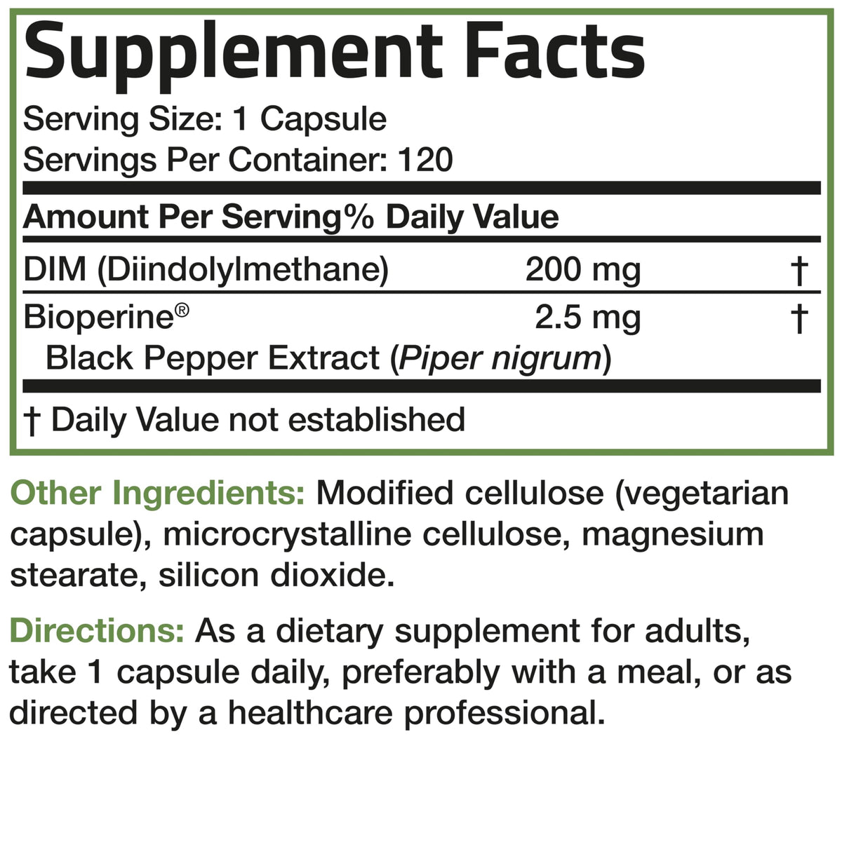 Bronson DIM 200 MG Supplement Diindolymethane with BioPerine for Enhanced Absorption, Estrogen Metabolism & Maintains Balanced Hormone Levels, 60 Vegetarian Capsules