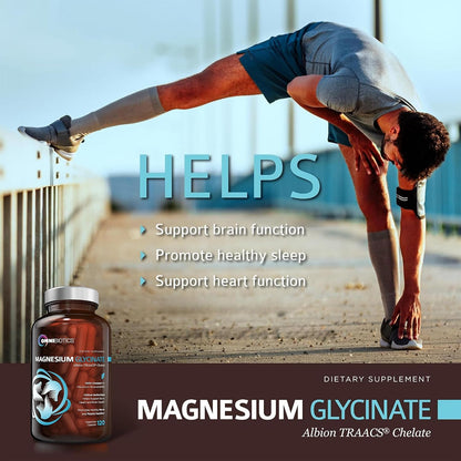 OmniBiotics Magnesium Glycinate Supplement – with 100% Pure Albion TRAACS Bisglycinate Chelate for Sleep, Muscle, Nerve & Heart Health – 120 Vegan Capsules (Pack of 2)