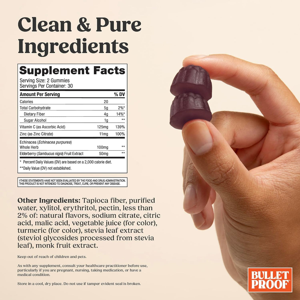 Bulletproof Sugar-Free Raspberry Elderberry Immune Gummies, 60 Count, Keto Supplement for Immune Support