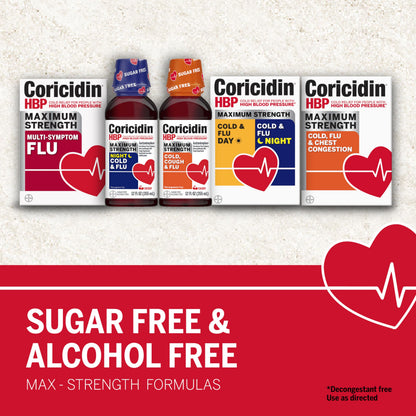Coricidin HBP, Decongestant-Free Cold Symptom Relief for People with High Blood Pressure, Maximum Strength, Flu & Chest Congestion Liquid Gels, 24 Count Coricidin HBP buy supplements Au
