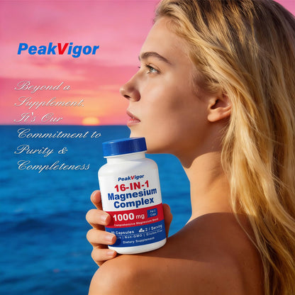 16 in 1 Magnesium Complex, 1000mg Magnesium Complex Supplement for Women with Magnesium Glycinate, Citrate, Orotate, L-Threonate, Malate, Third-Party Tested, Easy-Swallow Vegan Capsules PeakVigor buy supplements Au