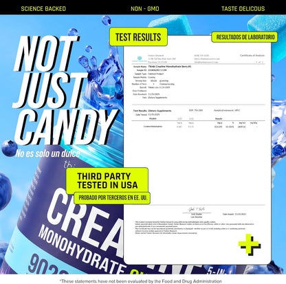 Thinbi Creatine Gummies for Women & Men, Monohydrate, Blueberry, 120 Count