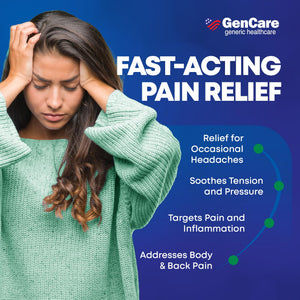 GenCare - Headache Relief Acetaminophen with Aspirin (NSAID) & Caffeine (300 Caplets) Value Pack | Head Pain, Muscle Aches, Back Pain & Body | Generic ExcedrEn Extra Strength GenCare buy supplements Au