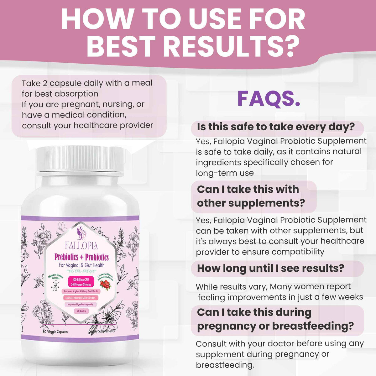 Vaginal Probiotics for Women with Prebiotics Cranberry D Mannose Digestive Enzymes & Hibiscus 34 Strains 100 Billion CFU Feminine Care Supplement for Gut Urinary Health and pH Balance Support